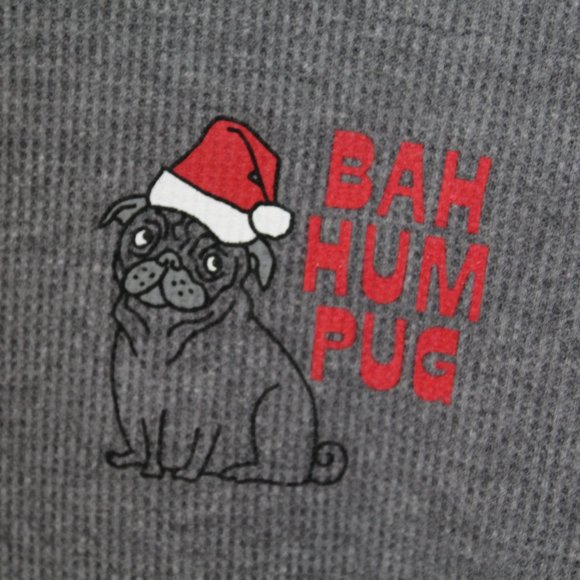 Old Navy Gray Thermal Pug Christmas Shirt, Size Medium - Picture 4 of 9